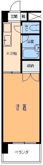 シティーハイツ本町(1K/3階)の間取り写真