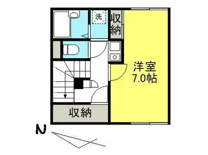 メゾン一刻 工学部南(1K/2階)の間取り写真