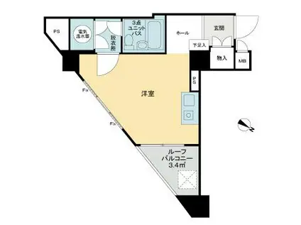 ライオンズマンション初台第3(ワンルーム/6階)の間取り写真