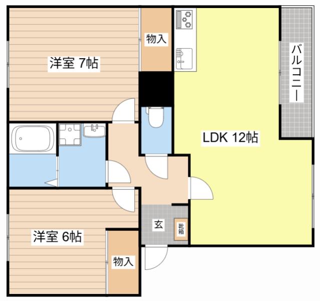 ソレイユ(2LDK/2階)の間取り写真