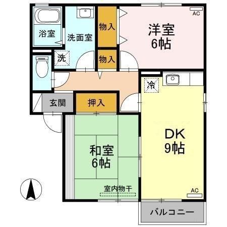 ハイツ曙II棟(2DK/2階)の間取り写真