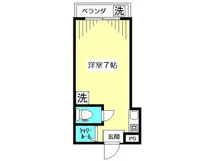 フラット荻窪(ワンルーム/2階)の間取り写真