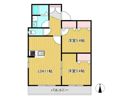 パルコール(2LDK/2階)の間取り写真