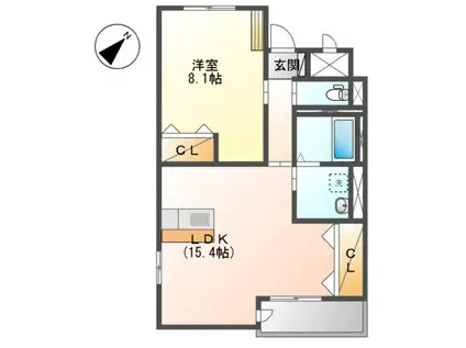 サンライズII(1LDK/1階)の間取り写真