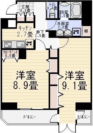 ステージファースト北千住(2K/8階)の間取り写真