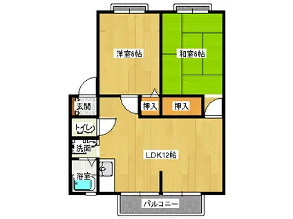 サンビレッジ八尾(2LDK/1階)の間取り写真