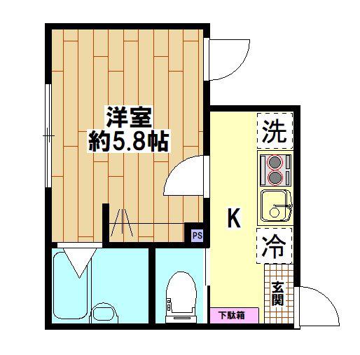 メゾン・トータス川口(1K/1階)の間取り写真