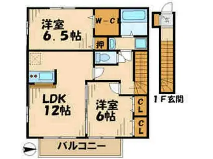 ローズコート落合(2LDK/2階)の間取り写真
