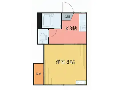 陽光ハイツB棟(1K/1階)の間取り写真