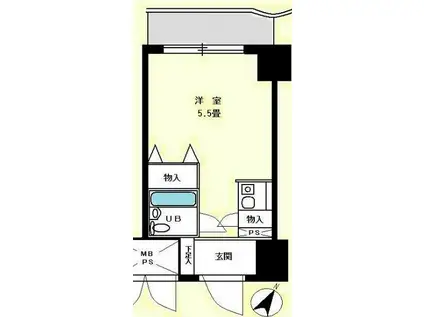 ライオンズマンション横浜大通公園第3(ワンルーム/5階)の間取り写真