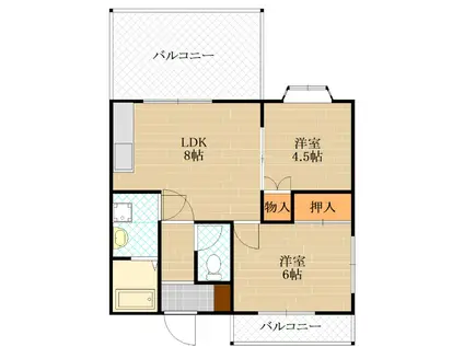 エクセレンス清水(2LDK/3階)の間取り写真