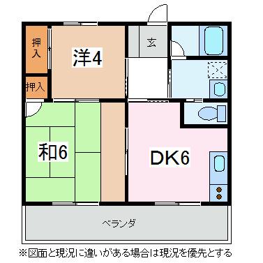 ハウスグラストン2(2DK/2階)の間取り写真