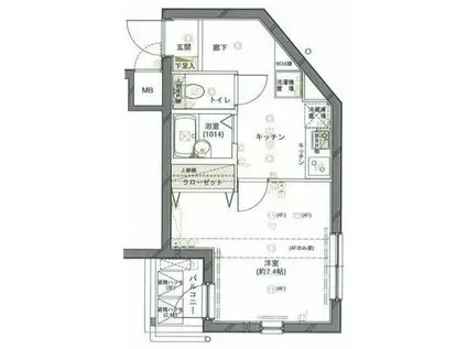 フォルトゥナ小石川(1K/3階)の間取り写真