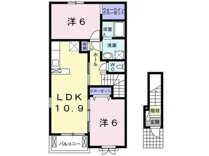エトワール辻堂(2LDK/2階)の間取り写真