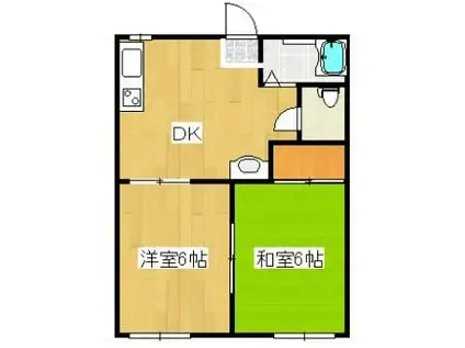 ハイツロゼC(2DK/2階)の間取り写真