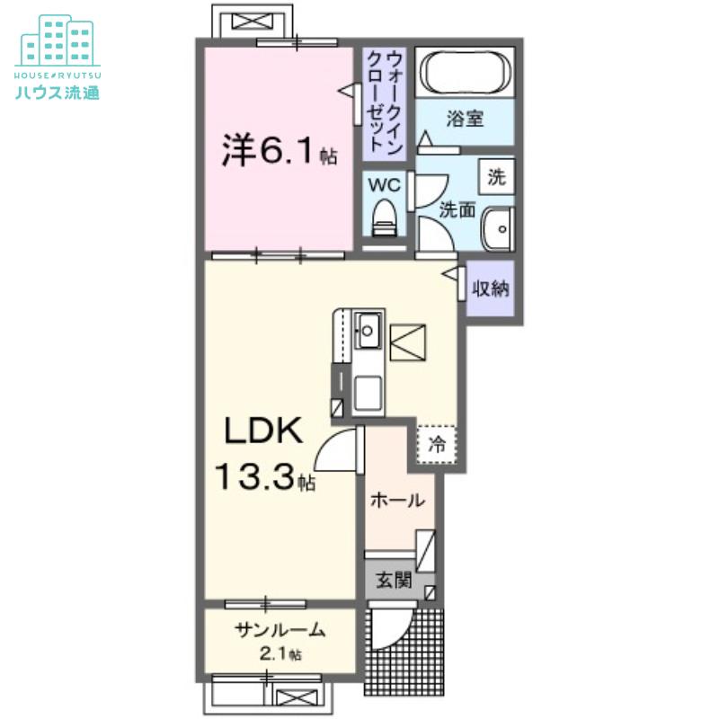 セレノ松並(1LDK/1階)の間取り写真