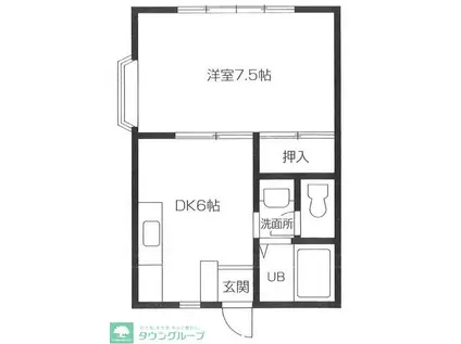 わたなべハイツ(1DK/2階)の間取り写真