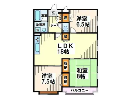 エレガント白糸台 当社管理物件(3LDK/3階)の間取り写真