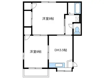 ホワイトハウスA(2DK/2階)の間取り写真