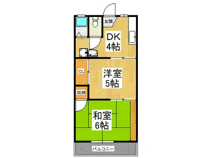 カーサ喜多(2DK/1階)の間取り写真