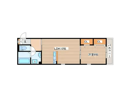 ミレ・パルク長町(1LDK/3階)の間取り写真