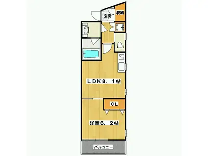 WISTERIAウィステリア(1LDK/2階)の間取り写真