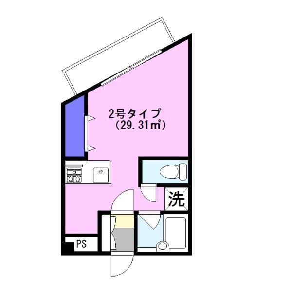 ヴェルデ(1K/2階)の間取り写真