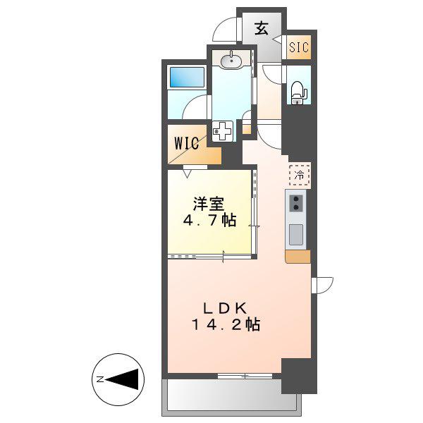 OASIS金山(1LDK/10階)の間取り写真