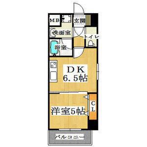 R-2コート(1DK/8階)の間取り写真