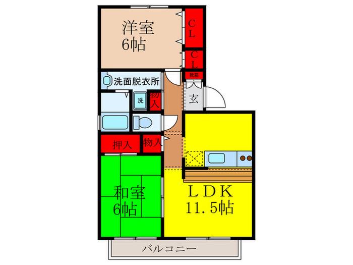 ネオパ-チェB(2LDK/2階)の間取り写真