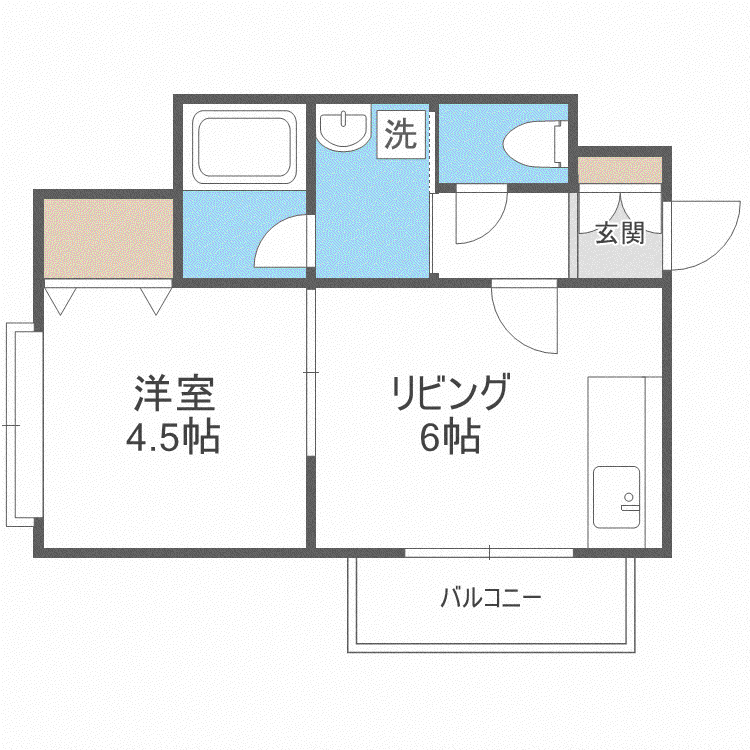 レジデンスヤヨイ(1DK/2階)の間取り写真