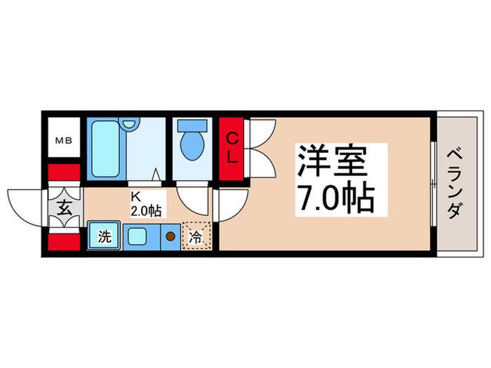 レジディア浦安(1K/4階)の間取り写真