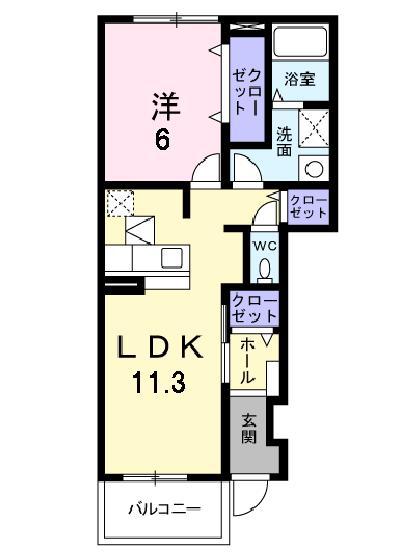 ブライトヒルズ(1LDK/1階)の間取り写真