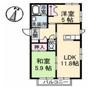シャーメゾンシーガル(2LDK/2階)の間取り写真