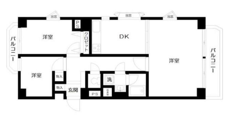 シルバープラザ麻布十番(3DK/6階)の間取り写真