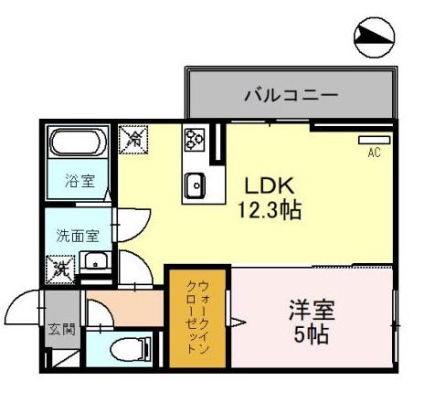 ルシール西岩田(1LDK/2階)の間取り写真