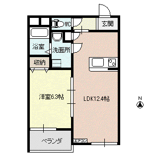 トラスティM(1LDK/3階)の間取り写真