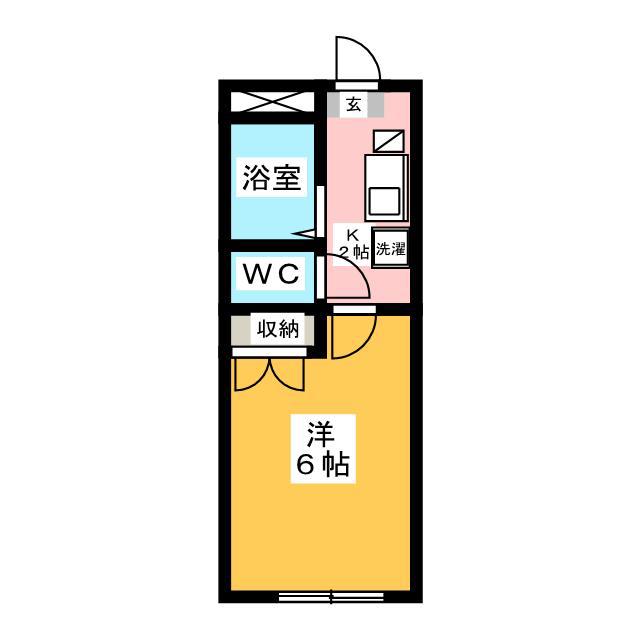 秀栄A館(1K/2階)の間取り写真