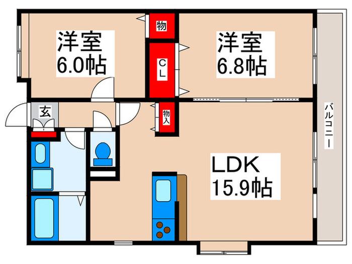 アリエルコート(2LDK/3階)の間取り写真