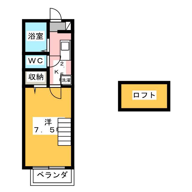 サニーヒル駅北(1K/2階)の間取り写真