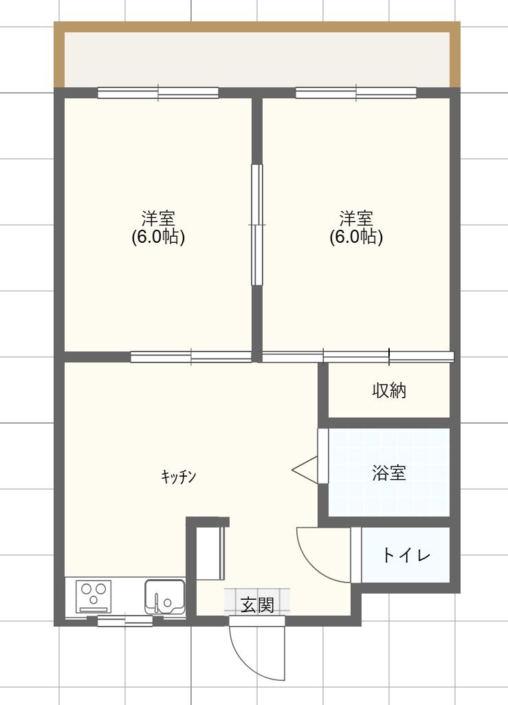 サンピア川崎301(2DK/3階)の間取り写真