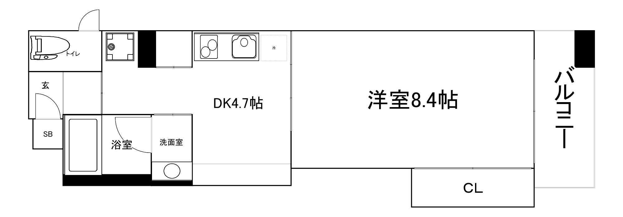 天満アパートメント(1DK/5階)の間取り写真