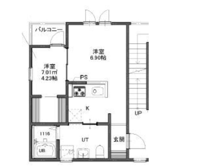 T-フラット(1LDK/2階)の間取り写真