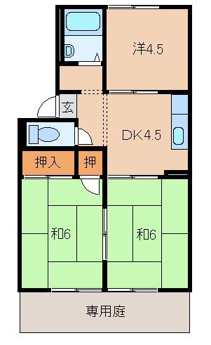 アビタシオン(3DK/1階)の間取り写真