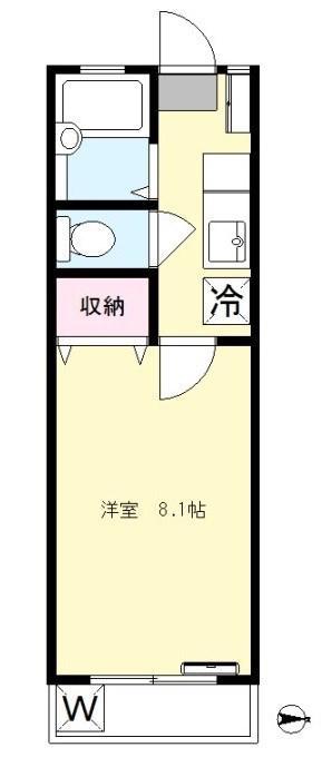 フローラ宮坂(1K/1階)の間取り写真