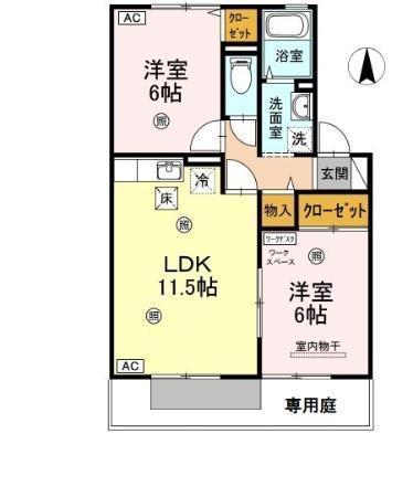 セジュールセゾン(2LDK/1階)の間取り写真