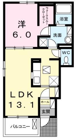 エフォートレス 八万(1LDK/1階)の間取り写真