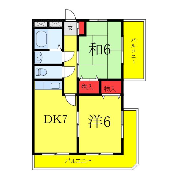 パールマンション東十条(2DK/2階)の間取り写真