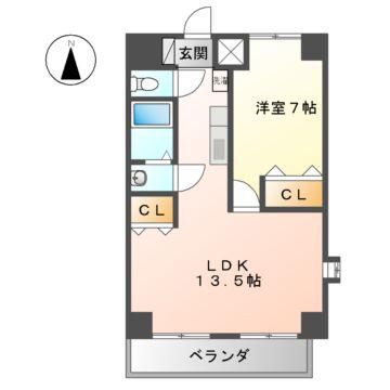 ルラシオン吹上(1LDK/11階)の間取り写真