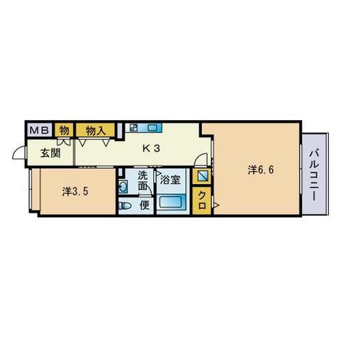 エスティメゾン薬院(2K/10階)の間取り写真